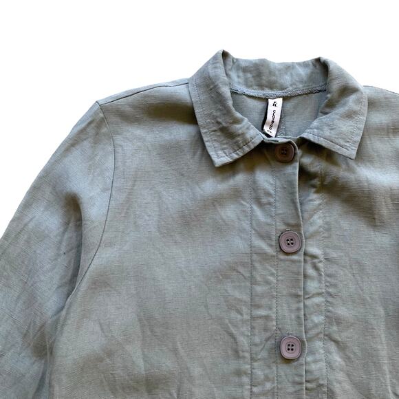 FH Clothing Co Linen Blend Button Up Shirt in Sage Green size Small - Picture 2 of 4